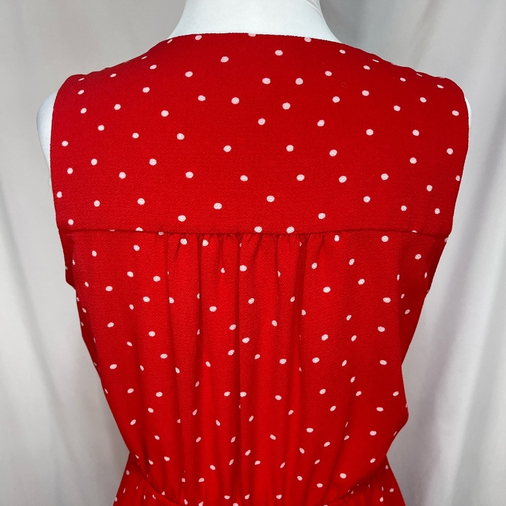 Monteau Los Angeles red polka dot sleeveless V-neck mini dress size M - Picture 9 of 16